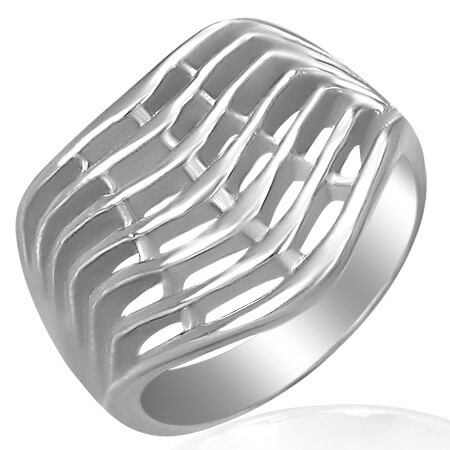 ウェブネットステンレスリング（RMT056）指輪 27号 綺麗 網 フェンス ネット 流線型 上品 大人 サージカルステンレス316L 男性 女性 プレゼント アクセサリー r0549xxxxxxxx