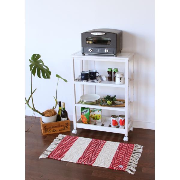 キッチンワゴン 4段 幅59 タイル タイルトップ 耐熱 収納ボックス キッチン 収納 リビング収納 ダイニング収納 キャスター付 すき間収納 スリム