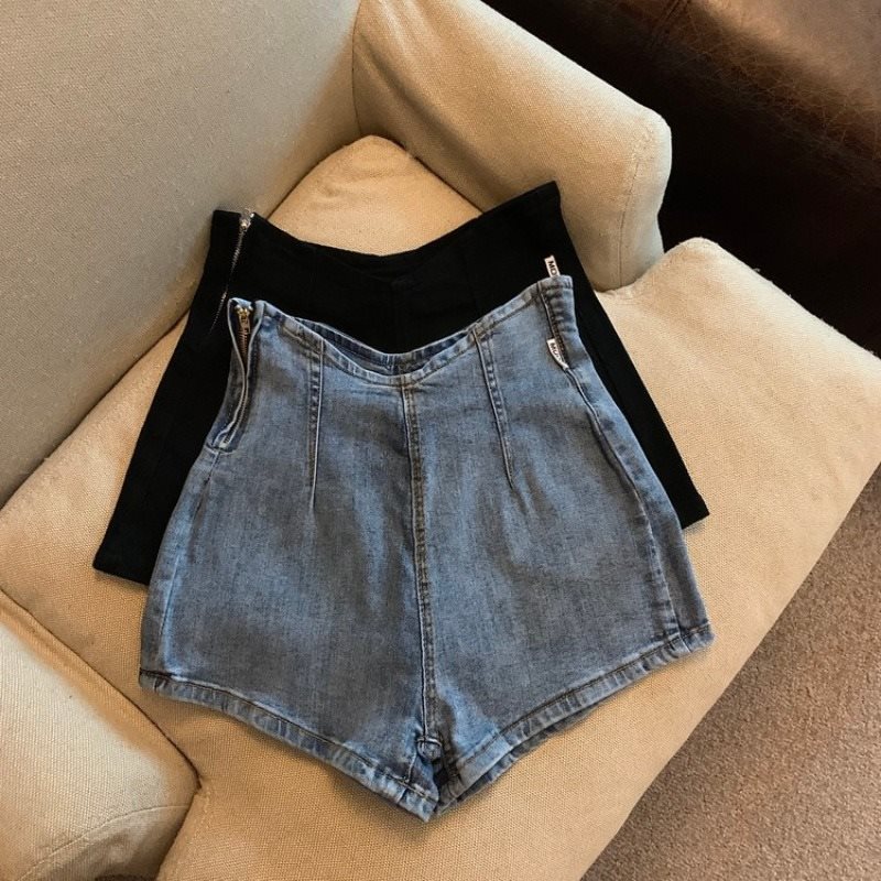 レディースワイドレッグパンツ2025年夏の新作韓国スタイル万能ハイウエストゆったりとスリムなデニムショートパンツホットガールスタイル