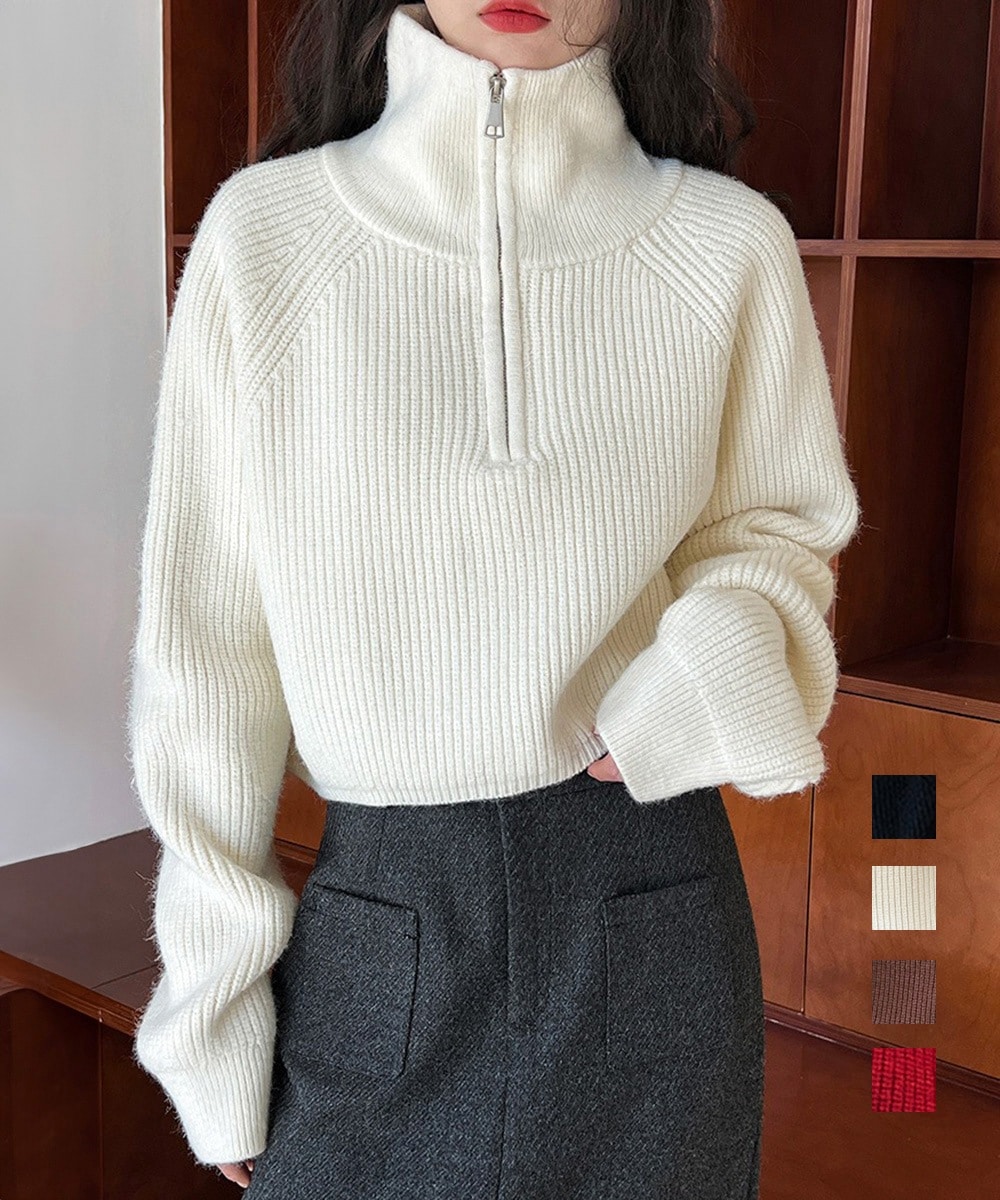 国内即納 ニットトップス ショート丈 レディース 77QIANRU-001