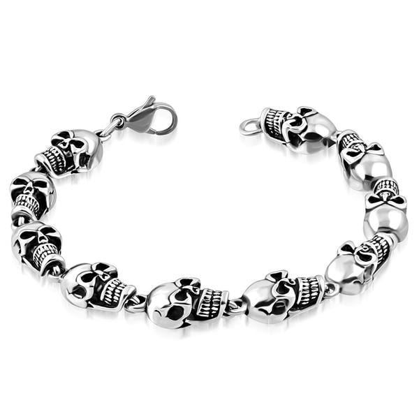 スカルヘッドステンレスブレスレット 髑髏 ドクロ 手首 男性 アクセサリー メンズ プレゼント 腕輪 13,651円