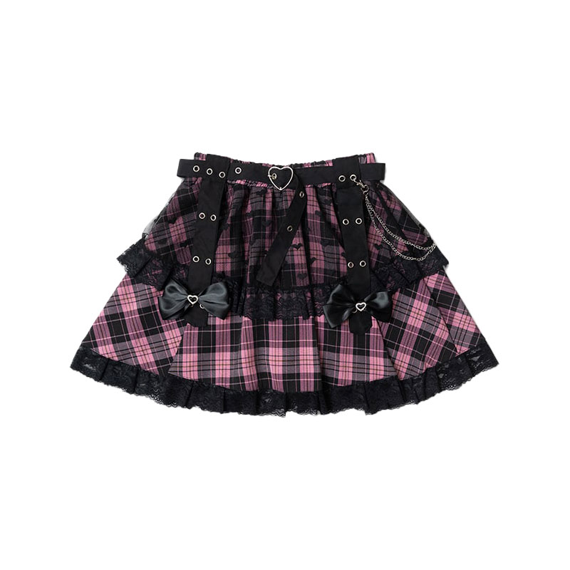 ACDC RAG LOVE PUNK ミニスカート ミニ丈 原宿系 原宿 ファッション 地雷系 地雷 病みかわいい 病みかわ ハート ブラック/ピンク jr-493-123