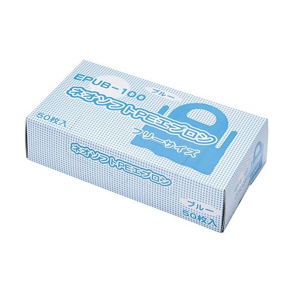 （まとめ）メディテックジャパン ネオソフトPEエプロン ブルー 1箱（50枚）[x5]
