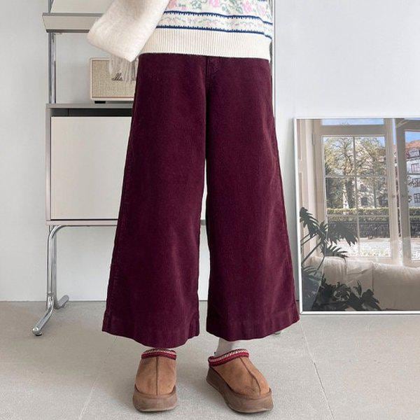 Hスタイル(PT)ピーチコーデュロイワイドパンツ 冬 レディース コーデュロイ バンディングパンツ スラックス コーデュロイ ワイドパンツ ワイドパンツ