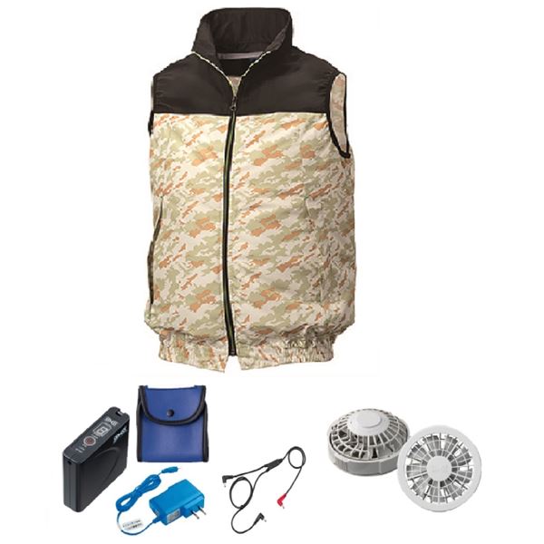 KU92020空調服 ポリ カジュアルベスト FAN2200G/LISUPER1 黒xサンドカモ3L 17,837円