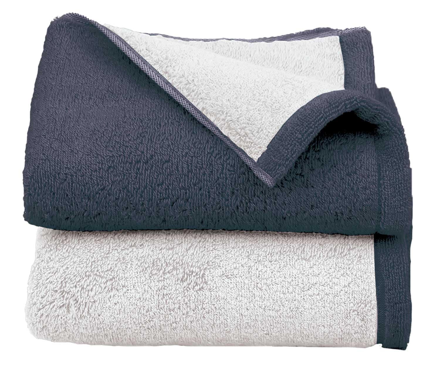 バスタオル 今治 大判 2枚セット 厚手 大きめ 日本製 認定 吸水 70×130cm 綿100% リバーシブル ダークネイビー＆グレー
