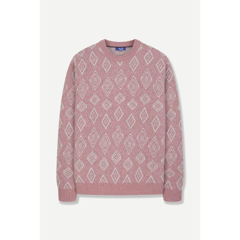 男性ソフトアーガイルジャカードラウンドニット YJEWCD469_s