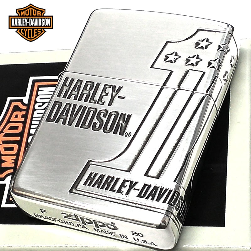 ZIPPO ライター ハーレー ダビッドソン ジッポ No.1 ロゴ かっこいい シルバー HARLEY-DAVIDSON メンズ エッチング彫刻 銀燻し仕上げ 渋い おしゃれ プレゼント ギフト
