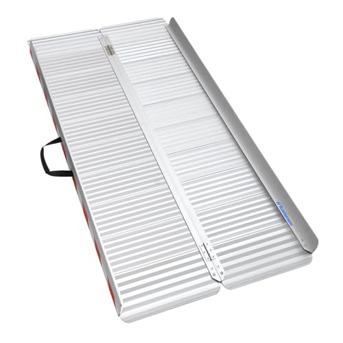 Ruedamann アルミスロープ 長さ157cm*幅85cm 耐荷重400kg アルミ 折り畳み式スロープ 車椅子 幅広いスロープ 段差解消