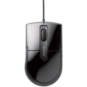 （まとめ） バッファロー 有線BlueLEDマウス 静音 3ボタン Mサイズ ブラック BSMBU26SMBK 1個 3セット