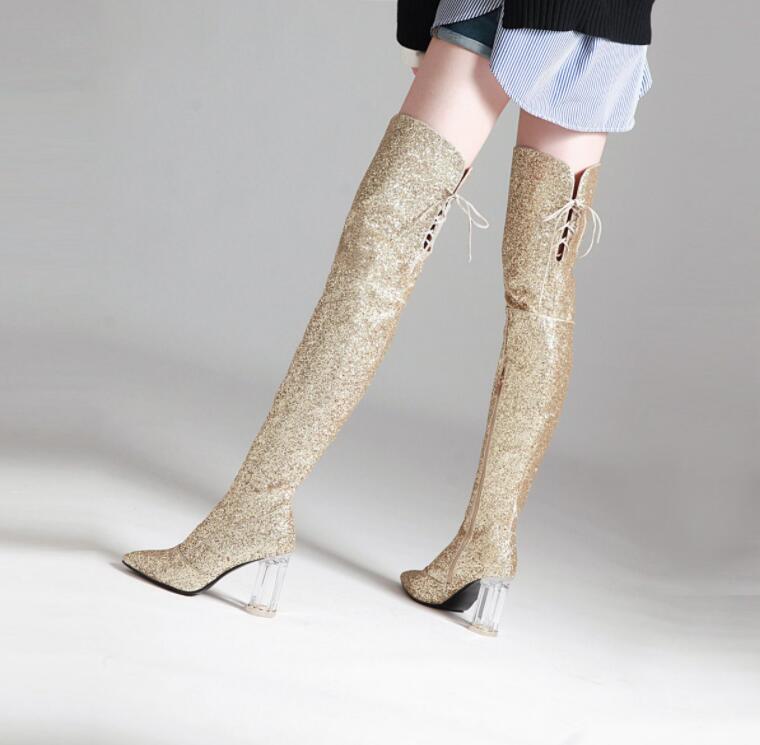 レディースブーツ　ニーハイブーツ　8.5cm　ハイヒール　ロング丈　裏起毛　秋冬　春秋　2タイプ　サイハイブーツ　大きいサイズ　26.5cmまで　小さいサイズ　 太ヒール　スーパーロングブーツ 　ダン