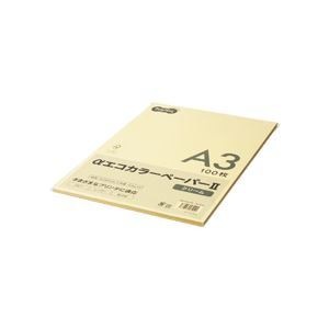 （まとめ） TANOSEE αエコカラーペーパーII A3 クリーム 少枚数パック 1冊（100枚） 5セット