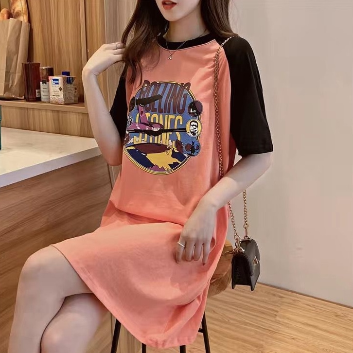 日系ｔシャツドレス夏秋 韓国ファッションロtシャツドレスレディース半袖tシャツドレスゆったり夏202