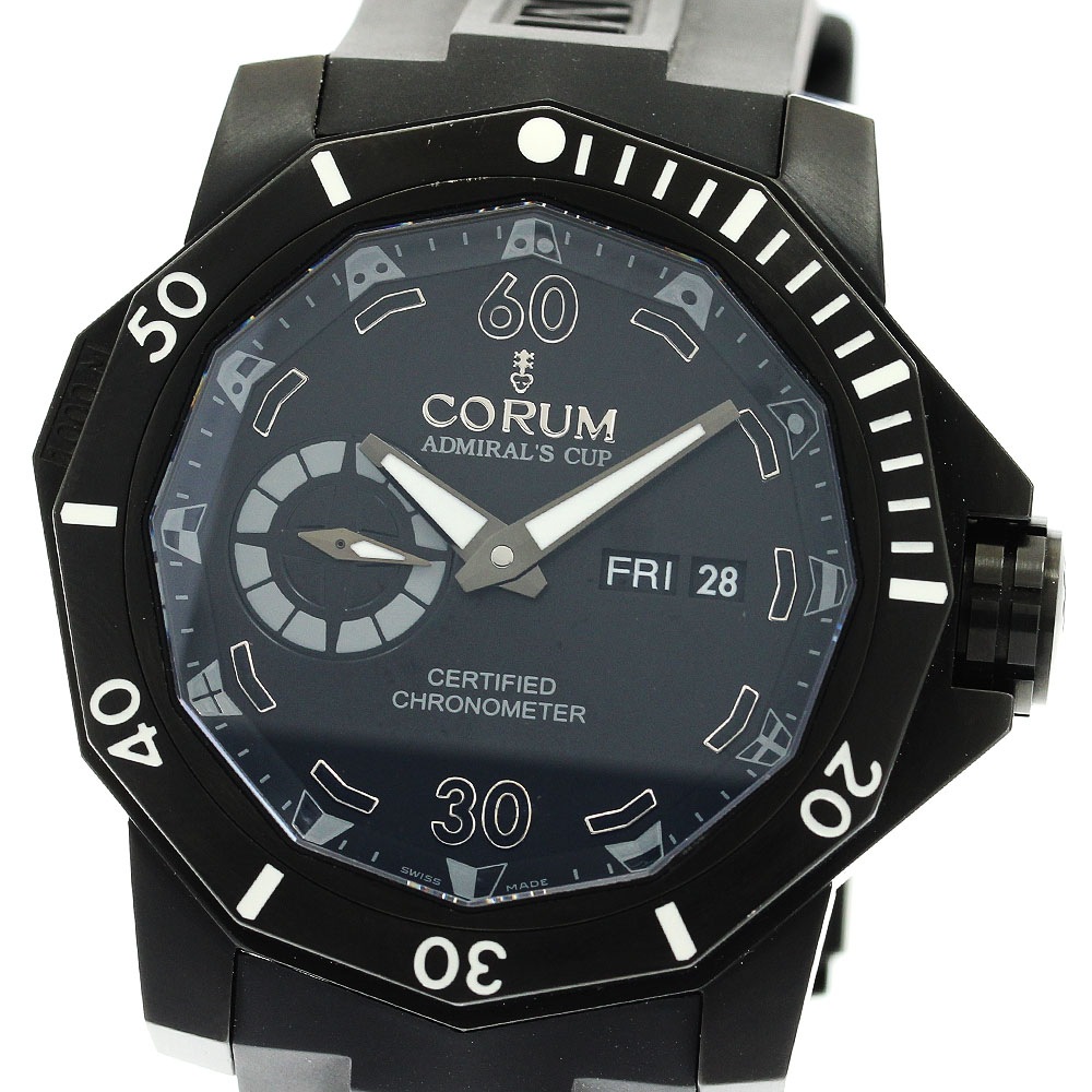 コルム CORUM 947.950.94/0371AN22 アドミラルズカップ シーフェンダー ディープハル デイデイト 自動巻き メンズ 良品 保証書付き_893167【中古】