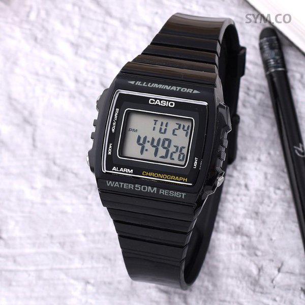 W-215H-1A ビンテージ スクエア アラーム デジタル 男女兼用 ウレタン 時計 d