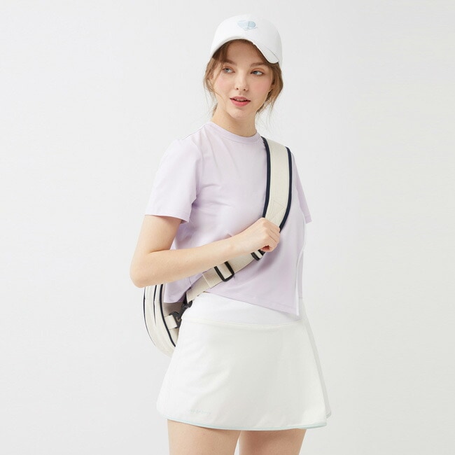韓国系テニスウェア [ボールホルダーあり]LOVEFORTY(ラブフォーティ) レディース COURT SKIRT コート スコート スカート ウェア -ホワイト