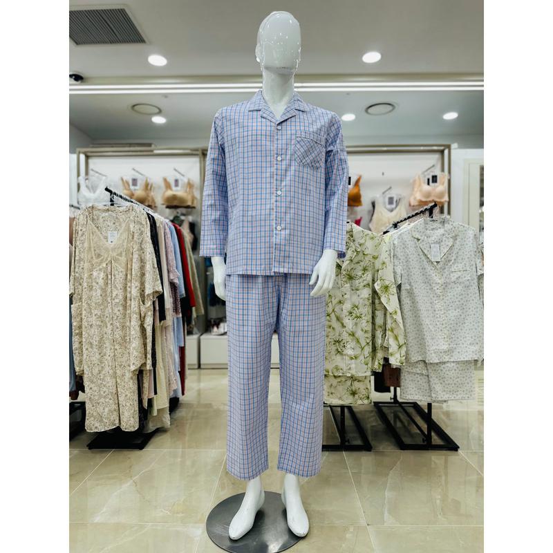 竹先染めチェックメンズパジャマ MP8889A (スターフィールドCOEX)