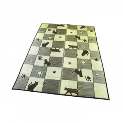 大島屋 い草ラグ キューブキャット ブラック 180x230cm