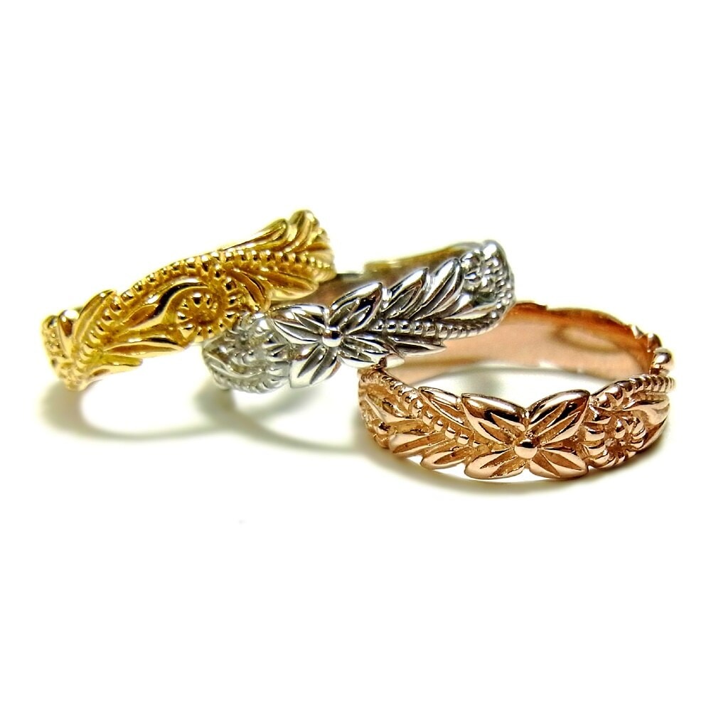 ハワイアンジュエリー リリ エグゼクティブ プラチナ 仕上げ サーフ リング 指輪 レディース メン