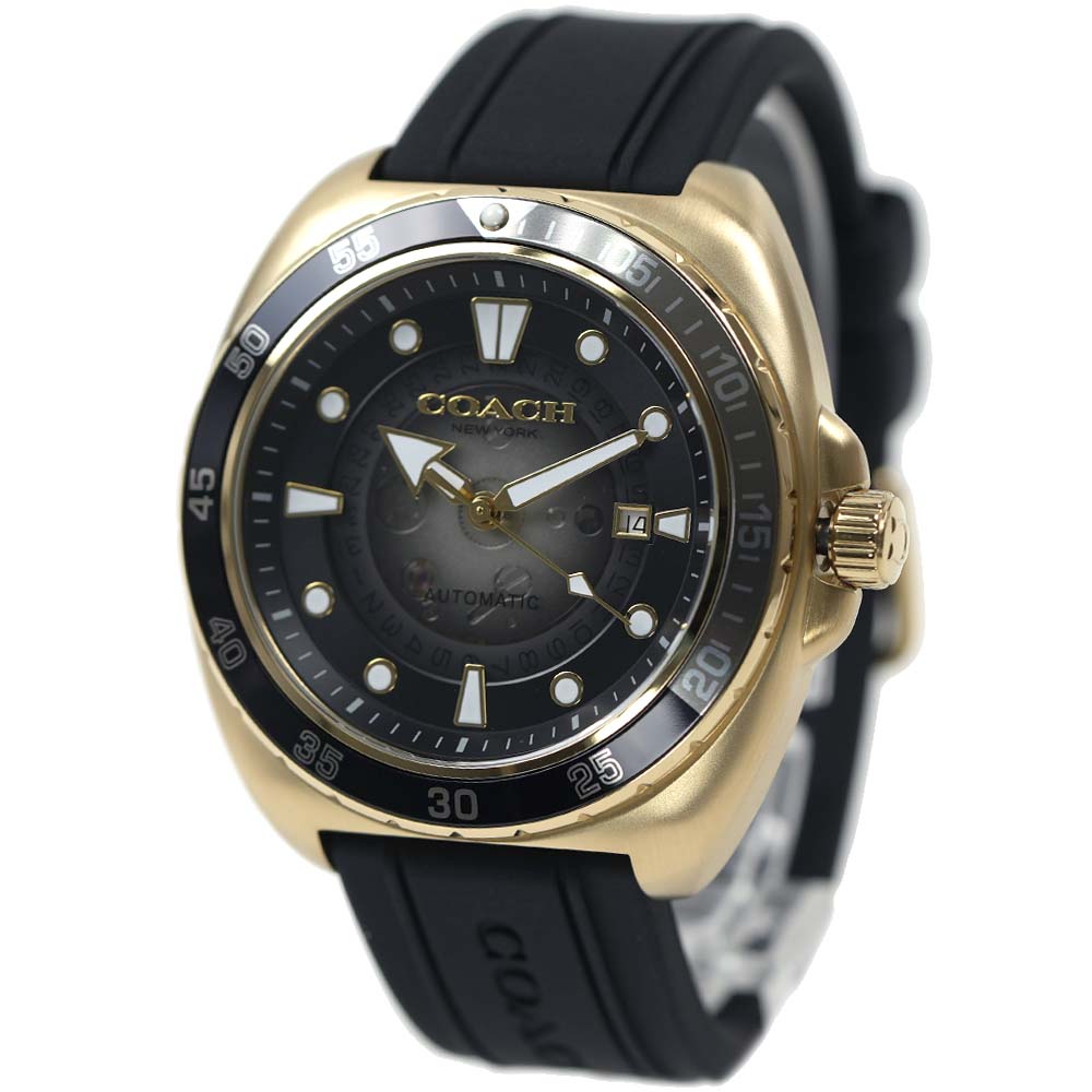 コーチ 腕時計 メンズ 自動巻き 日付カレンダー ブラック ゴールド COACH CHARTER 14602718