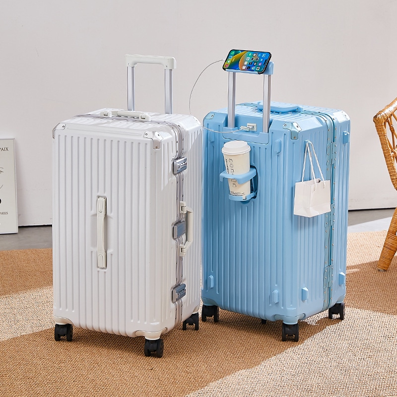 大容量アルミフレームスーツケース 多機能 キャリーバッグ 女性用 強化 360度キャスター ロック付き 旅行かばん 耐久性