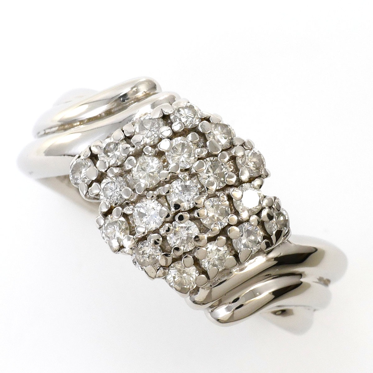 PT850 プラチナ リング・指輪 10号 ダイヤモンド 0.46ct 鑑別書 総重量約5.8g ジュエリー 中古