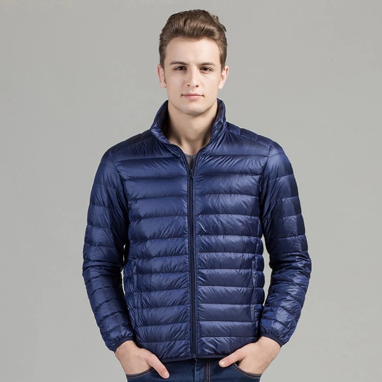 ダウンジャケット メンズ 暖 ジャケット 軽め ライトアウター 立ち襟 薄手ジャケット 防寒 あたたか 秋冬
