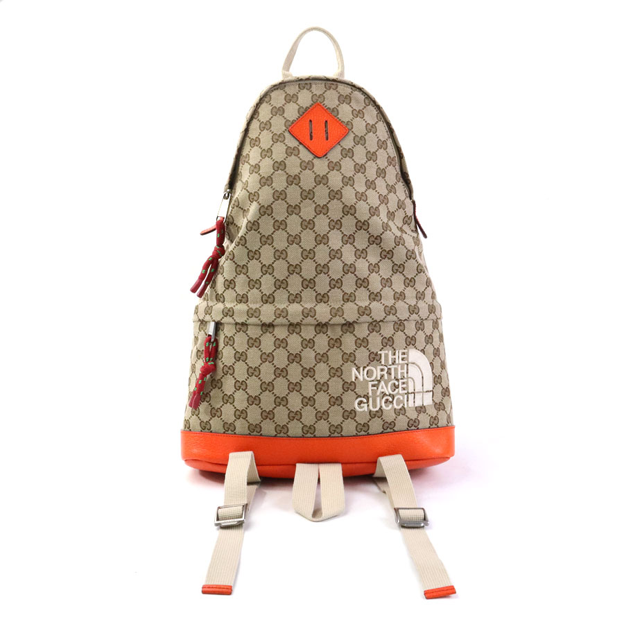 グッチ GUCCI リュック THE NORTH FACEコラボ GGキャンバス ブラウン×オレンジ ユニセックス 650288 a0492