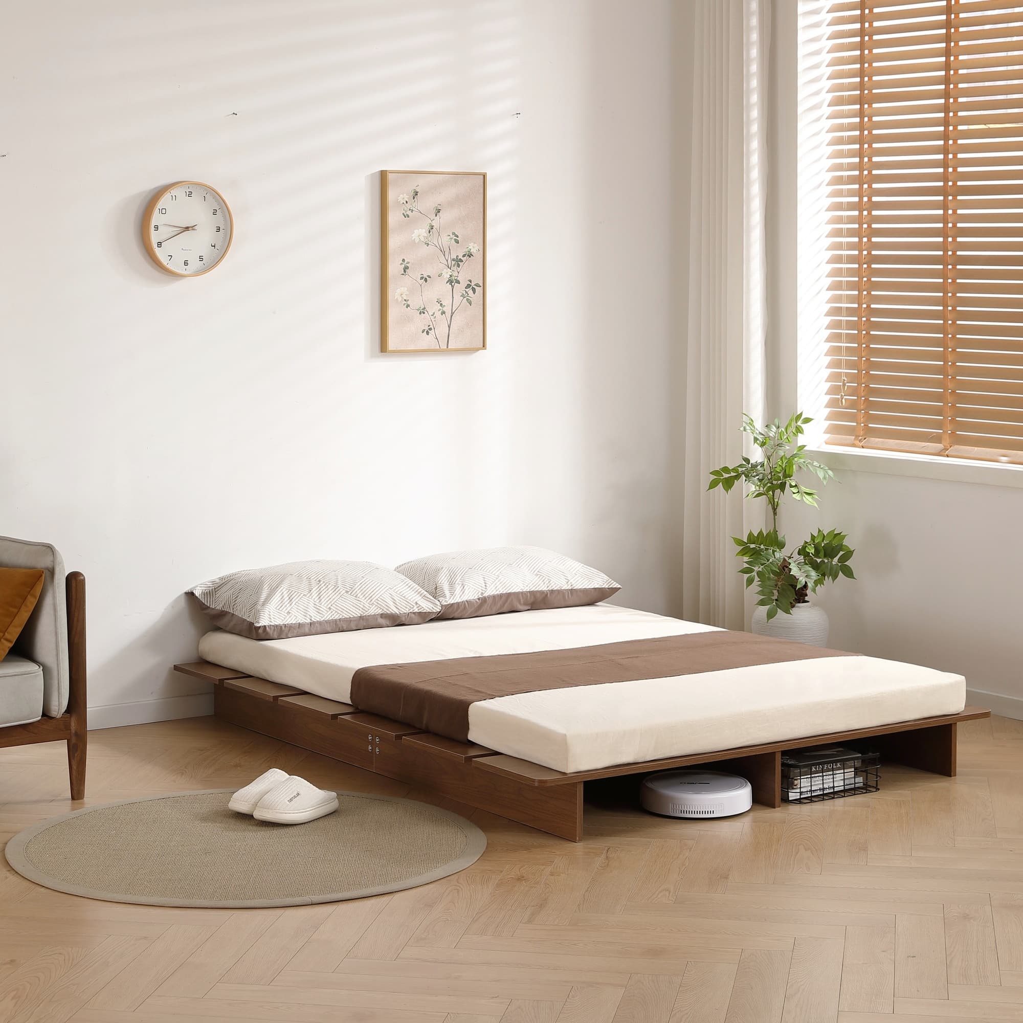 S・幅120cm】ベッド ローベッド ステージベッド ベッドBROWN 幅120cm