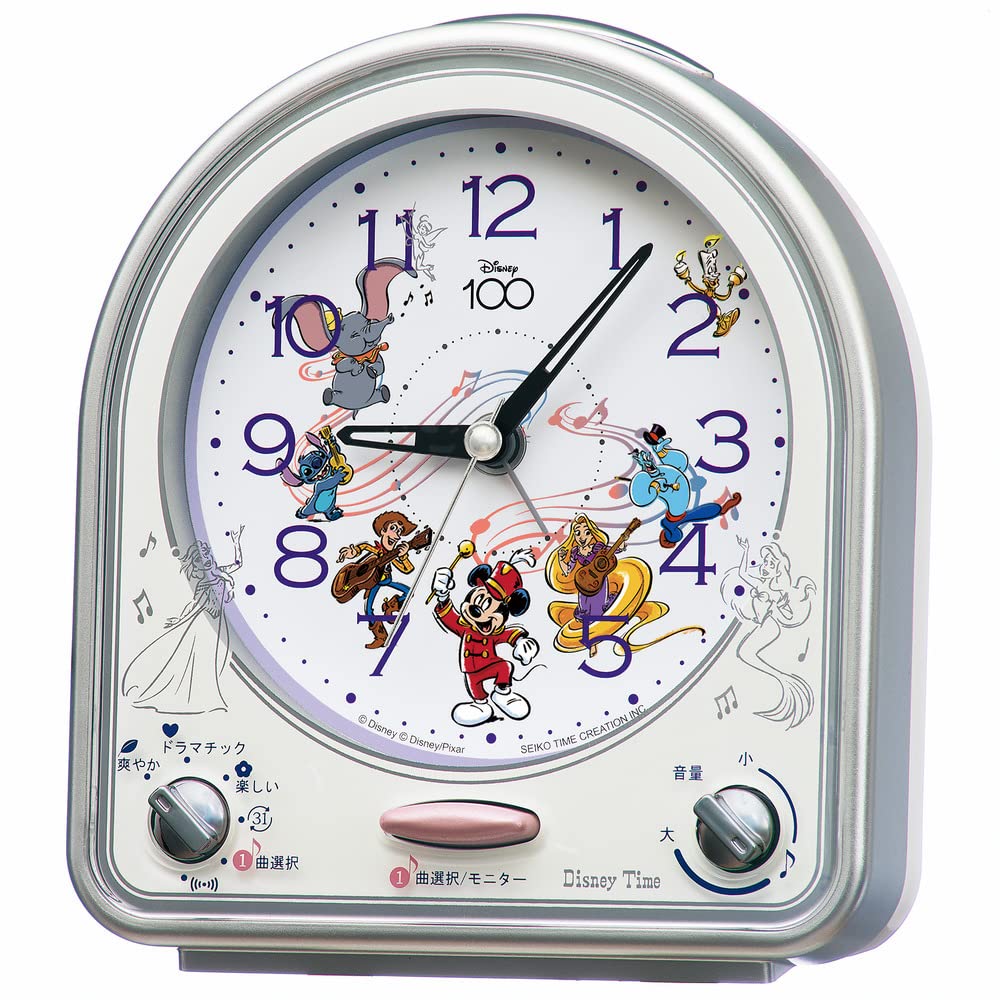 セイコークロック(Seiko Clock) 目覚まし時計 置き時計 アナログ キャラクター ディズニータイム Disney ディズニー ミッキーマウス ミッキー&フレンズ 銀色メタリック 139×12