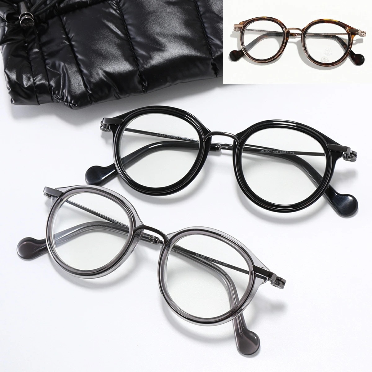 MONCLER モンクレール ダテメガネ ML5007 メンズ アイコンロゴメタル ボストン 伊達めがね 眼鏡 アイウェア カラー3色