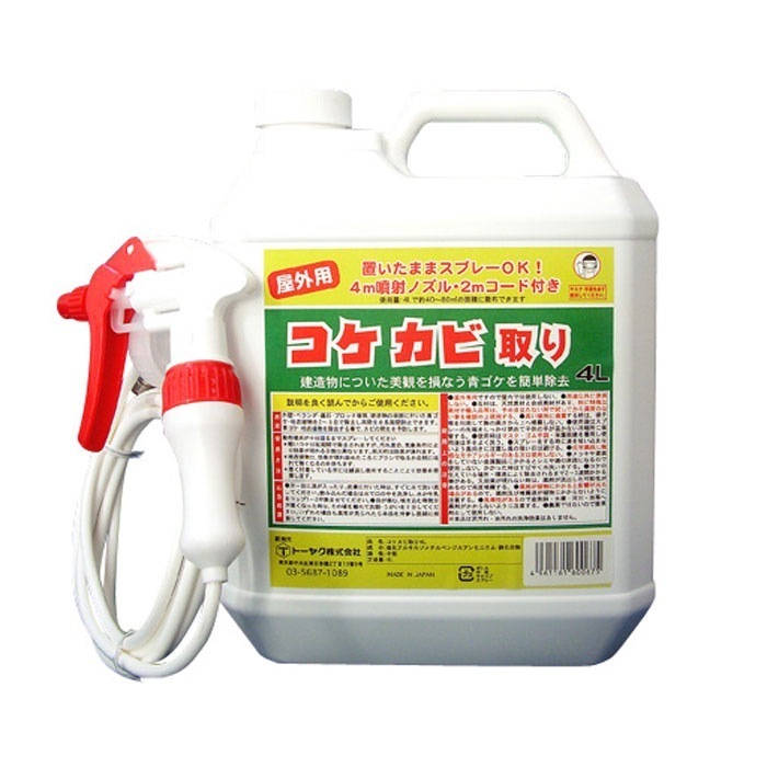 コケカビ取り ４L 玄関 掃除 外壁 ベランダ 門柱 タイル レンガ 踏み石 墓石 コケ カビ 洗浄剤 4L 水洗い不要 効果長持ち スプレーするだけ 墓石 タイル 屋外 カビ防止 除菌剤 日本製 送