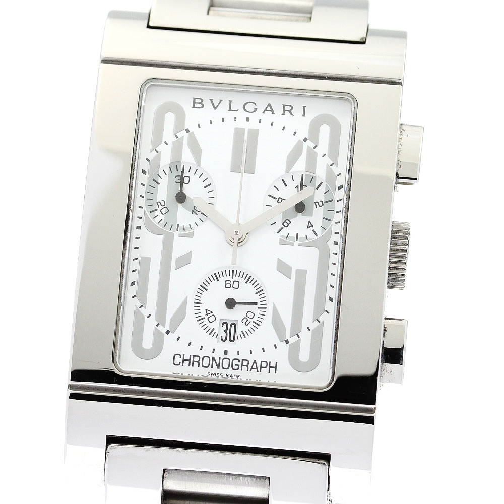 ブルガリ BVLGARI RTC49S レッタンゴロ クロノグラフ デイト クォーツ メンズ 保証書付き_875677【中古】 58,465円