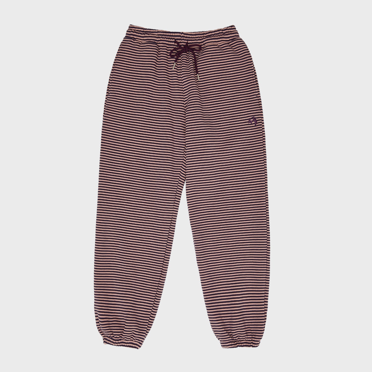 Dolphin embroidery stripe banding pants PINK