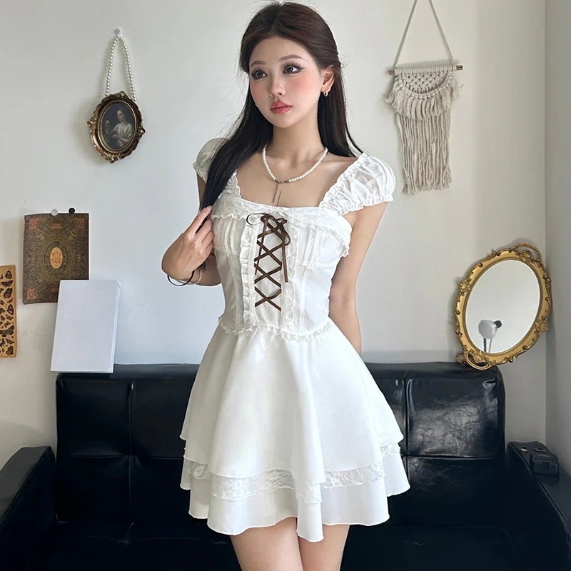 25 ワンピース ドレス ミニ丈 ラウンドネック ファッション レディース おしゃれ かわいい シンプル お出かけ フレンチ