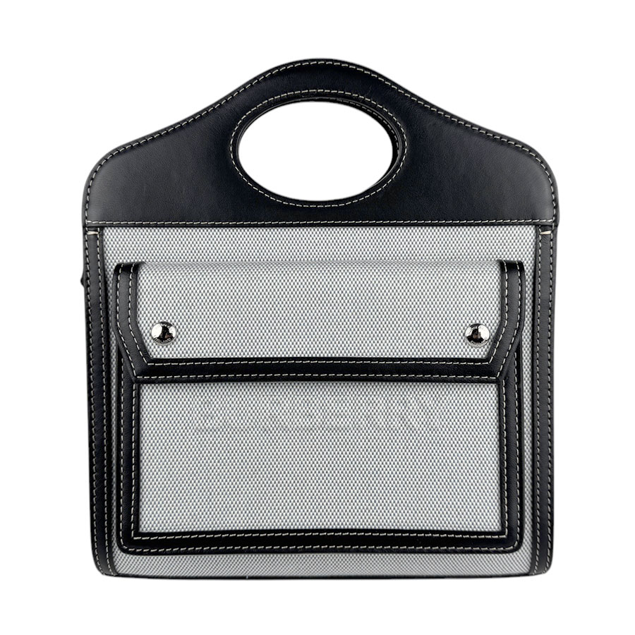 バーバリー BURBERRY ハンドバッグ ショルダーバッグ キャンバス/レザー ブルー/ブラック シルバー レディース z4342