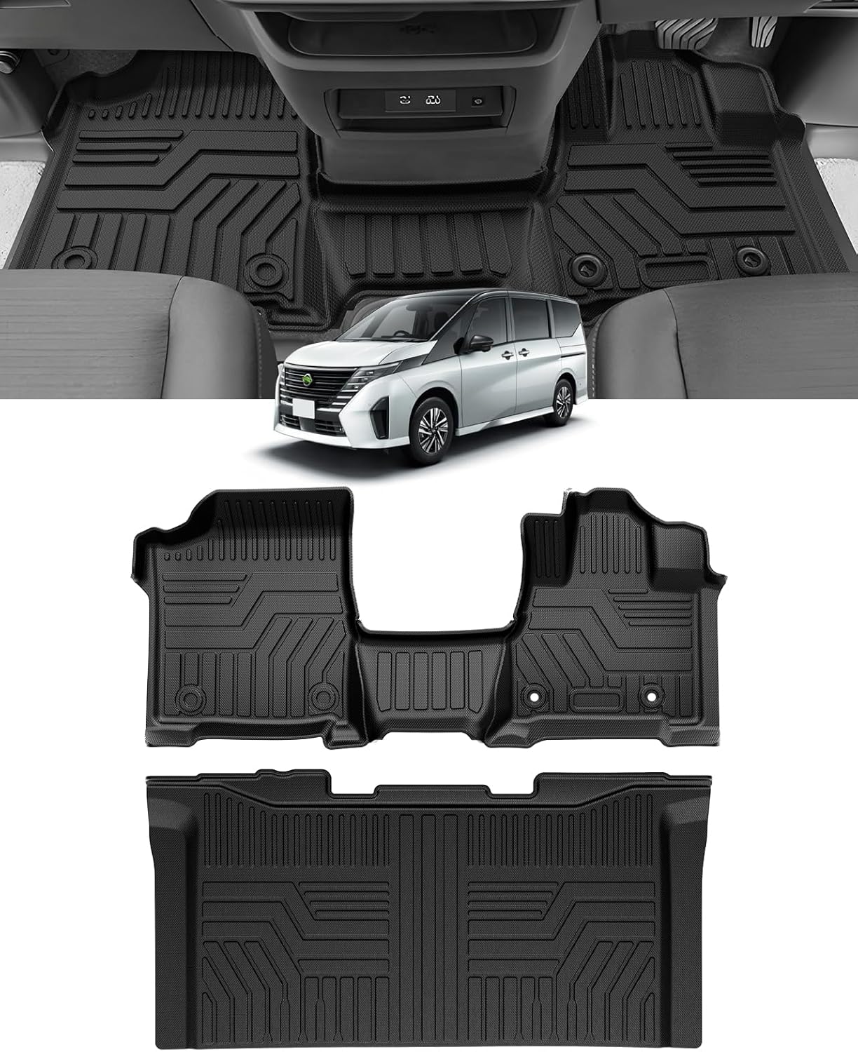 Cartist ニッサン 新型 セレナ C28型 フロアマット セカンドマット 8人乗り ハイブリッド車用 3Dフロアマット 立体構造カーマット SERENA C28 e-power