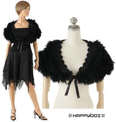 ブラック ブルーフォックスファーショール ボレロ 結婚式 お呼ばれ 服 二次会 服装 入学式 七五三