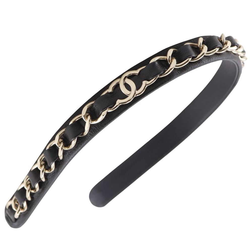 カチューシャ ココマーク チェーン その他アクセサリー ラムスキン 黒 シルバー レディース 中古品 Aランク