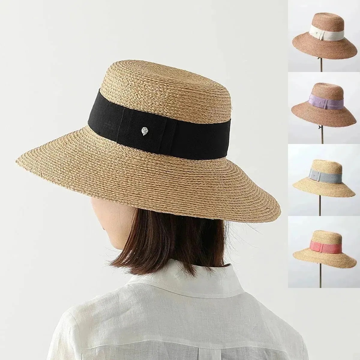 HELEN KAMINSKI ヘレンカミンスキー クラウンハット EASTON イーストン レディース テーパード ラフィア グログランリボン 麦わら 帽子 カ