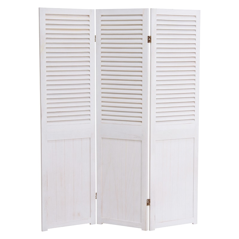 HAGIHARA(萩原) MS-5913AW シャビーウッドファニチャー パーテーション(アンティークホワイト・幅40×高さ148cm×3連) MS5913AW