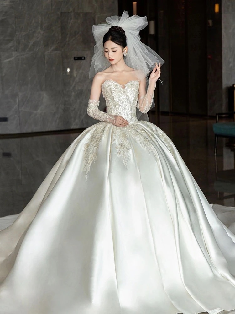 ドレス ワンピース トレーン ワンピース 花嫁ロングドレス 正式な場合礼装 パーティードレス ドレス ドレス ウェディングドレス