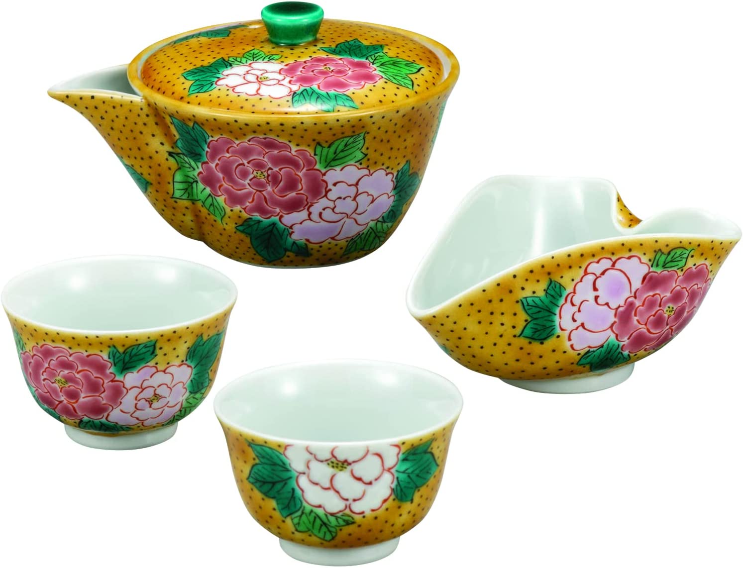 『九谷焼』宝瓶揃吉田屋牡丹 田中柚伎作 K7-769