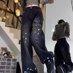 レディース パンツ Gパン ワイドパンツ ファスナー ポケット ハイウエスト ヴィンテージ ダメージ カラーデニム 大人可愛い シンプル カジュアル おしゃれ かっこいい エスニック こなれ感 ラフ