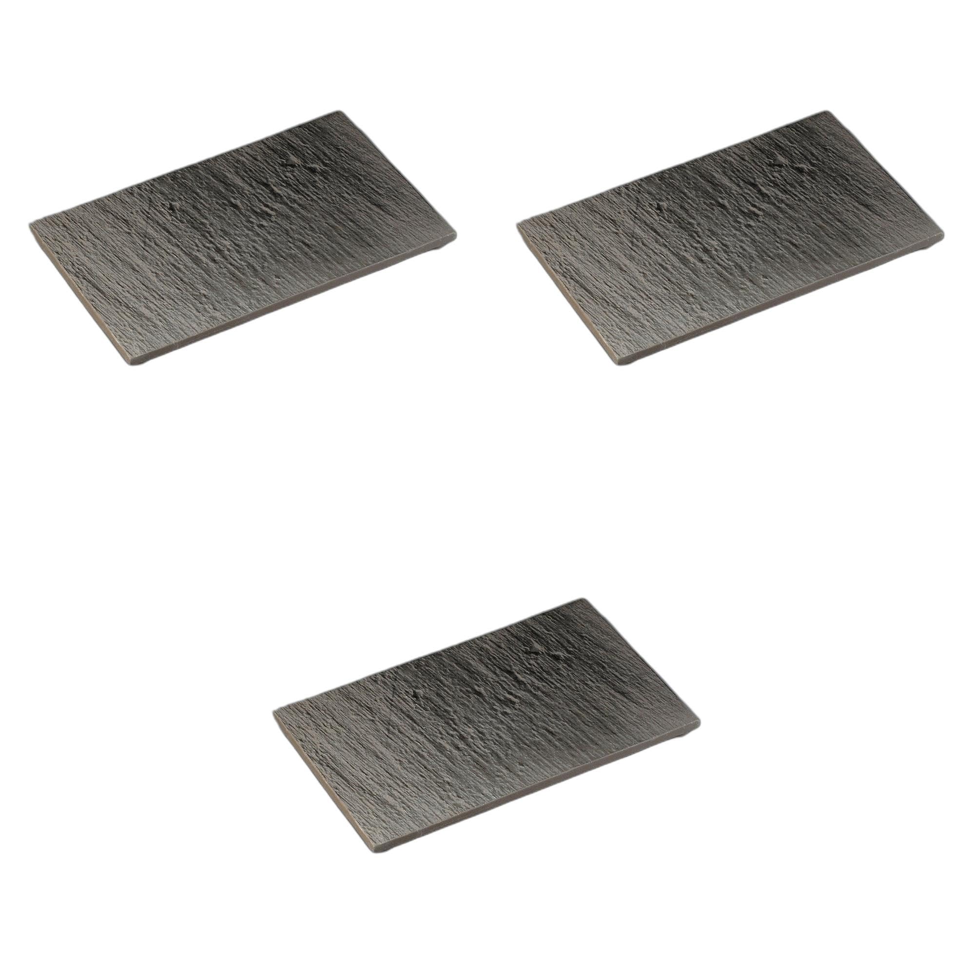 セトモノホンポ(Setomonohonpo) 3個セット 黒陶石目四つ足長角皿 [ 27.5×16×2.4cm ] 長皿陶磁器