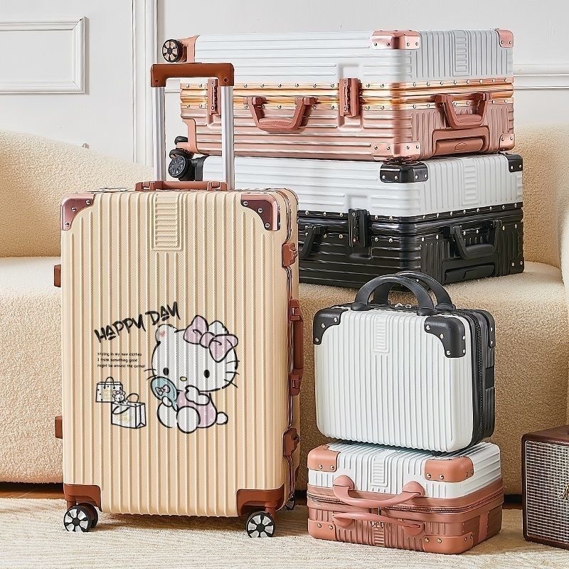 (メガ割り) かわいい ハローキティ 旅行出張 スーツケース キャリーケース 機内持込 ファスナー キャリーバッグ ジッパー 人気 静音 短距離旅行出張 360自由回転 ビジ 2泊 3泊 4泊 5泊