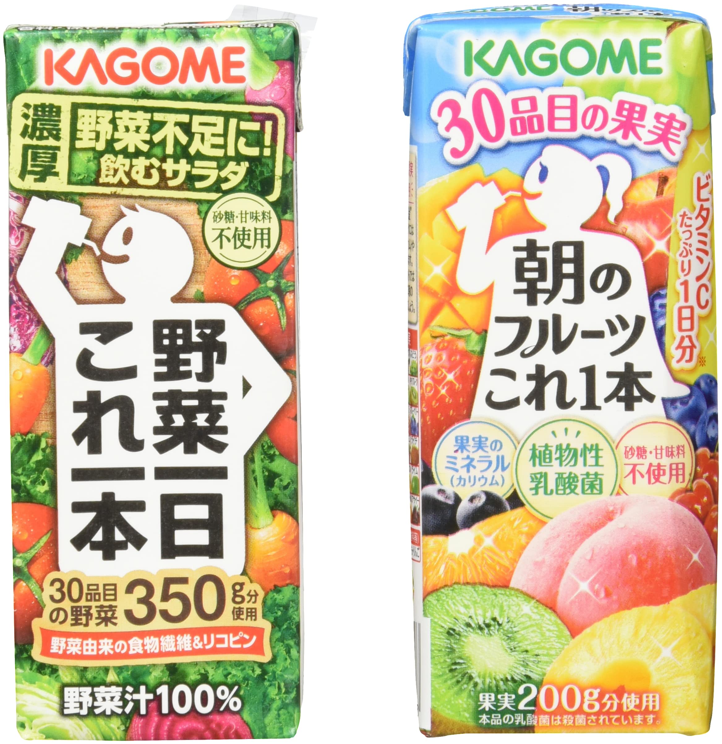 【セット商品】[2CS]カゴメ 野菜一日これ一本200ml×カゴメ 朝のフルーツこれ一本200ml×各24本