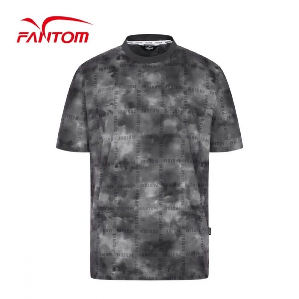 (Phantom) メンズタイダイロゴ柄襟付き半袖Tシャツ