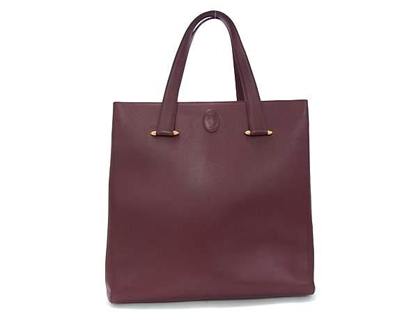 カルティエ ハンドバッグ マストライン レザー - ボルドー ショルダーバッグ トートバッグ ショッピングバッグ 鞄 ブランド ビジネス 斜め掛け 肩掛け 上品 通勤通学【本物保証】