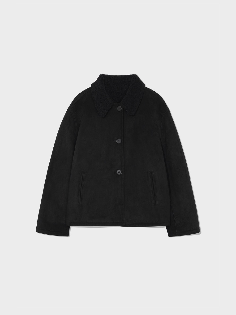 【LOW CLASSIC】25FW 3-BUTTON SUEDE SHEARLING JACKET : BLACK